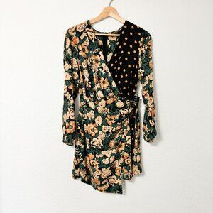 Zara Mini Dress Multiprint Polka Dot and Flora Size Medium